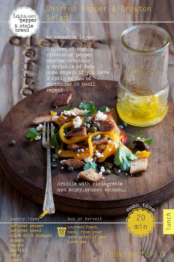 Lunch for 1 – Charred Pepper & Crouton Salad