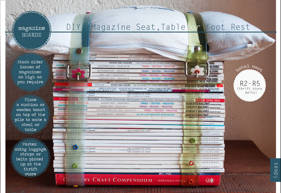 DIY Magazine Seat, Foot Rest & Table